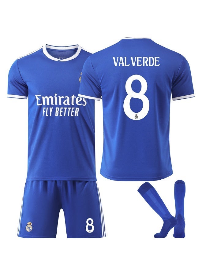 Real Madrid 2025-2026 season #8 VALVERDE football jersey shorts socks set children's size and adult size, a gift for fans and friends - Image 1