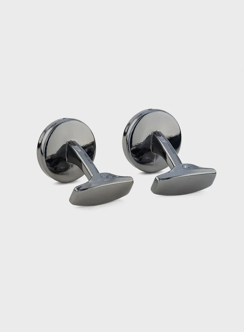 Robert Wood Round Cuff Link In A Gift Box