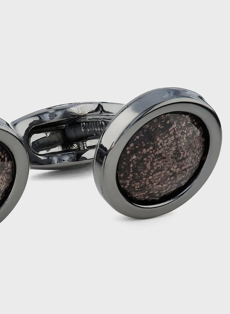 Robert Wood Round Cuff Link In A Gift Box