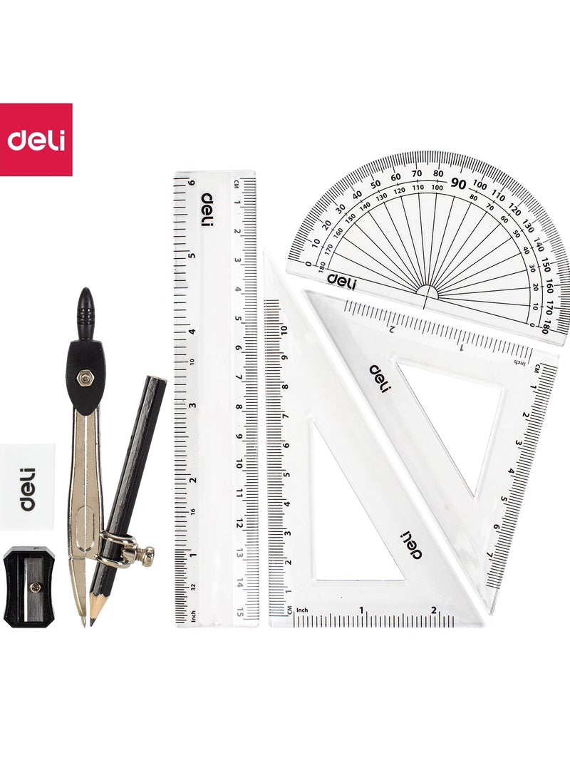 Deli 8-Piece Geometric Drafting Set For School In Metal Box - Image 2