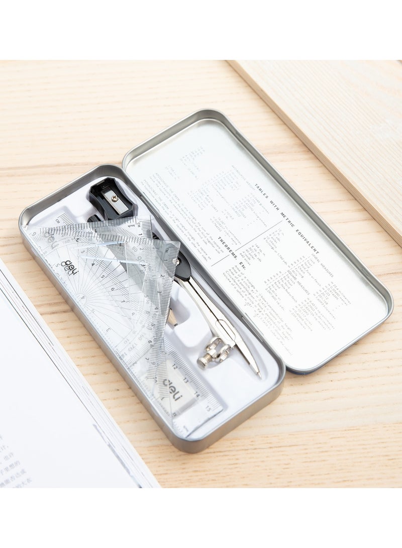 Deli 8-Piece Geometric Drafting Set For School In Metal Box - Image 3