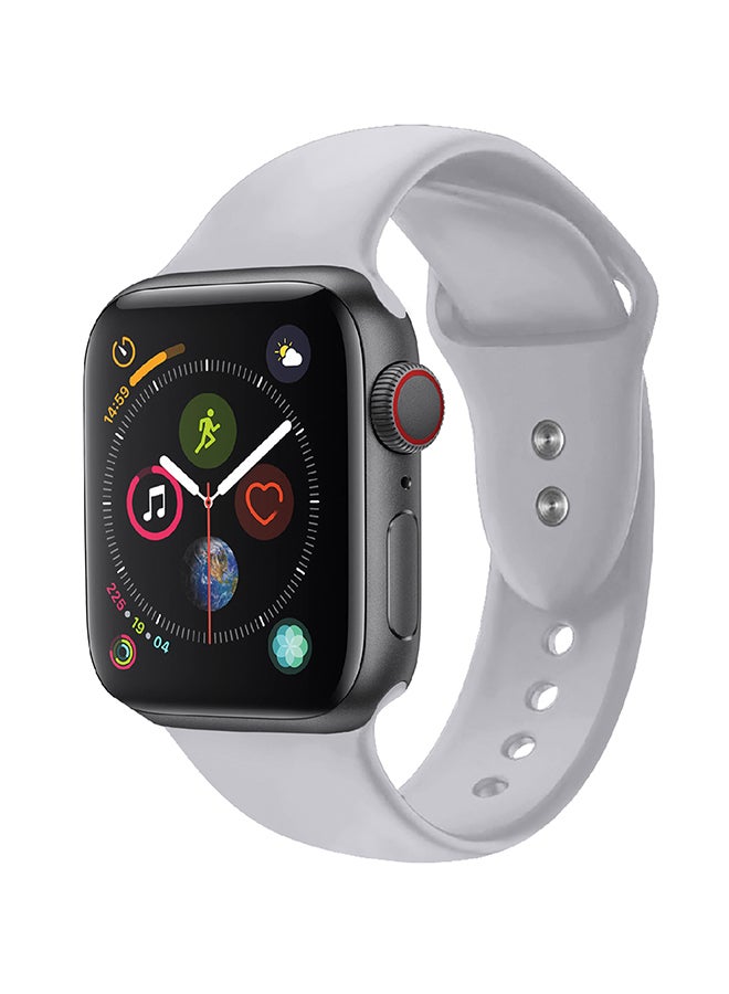 PROMATE Sport Silicone Apple Watch 42mm/44mm Strap, Durable Sweatproof Silicone Replacement Wrist Strap with Secure Double Lock Pin and Adjustable Soft Band for Apple Watch Series 1,2,3 and 4 Small/Medium Size, Oryx-42SM Grey - Image 1