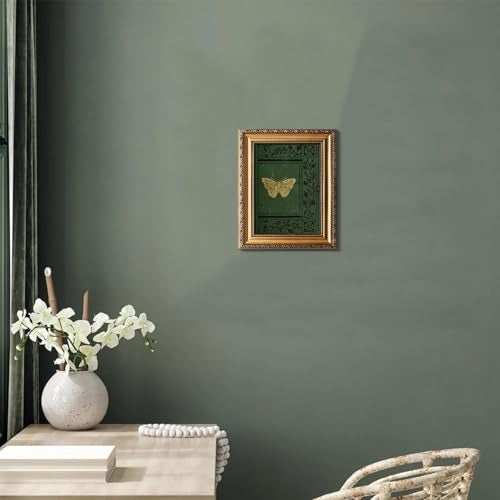 Uniro Vintage Gold Framed Wall Art Classical Butterfly Posters Wall Art Decor Emerald Green Old Bookcover Art Print Artwork with Antique Frame Sage Green Wall Decor Pictures for Bedroom Gallery Shelf Bathroom Wall Decor Cottagecore Room Decor 9x12Inch - Image 3