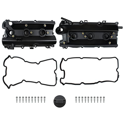 CNS Left & Right Engine Valve Cover with Gasket Compatible with 2003-2008 Infiniti/Nissan 3.5L (3498cc) DOHC V6 - Image 1