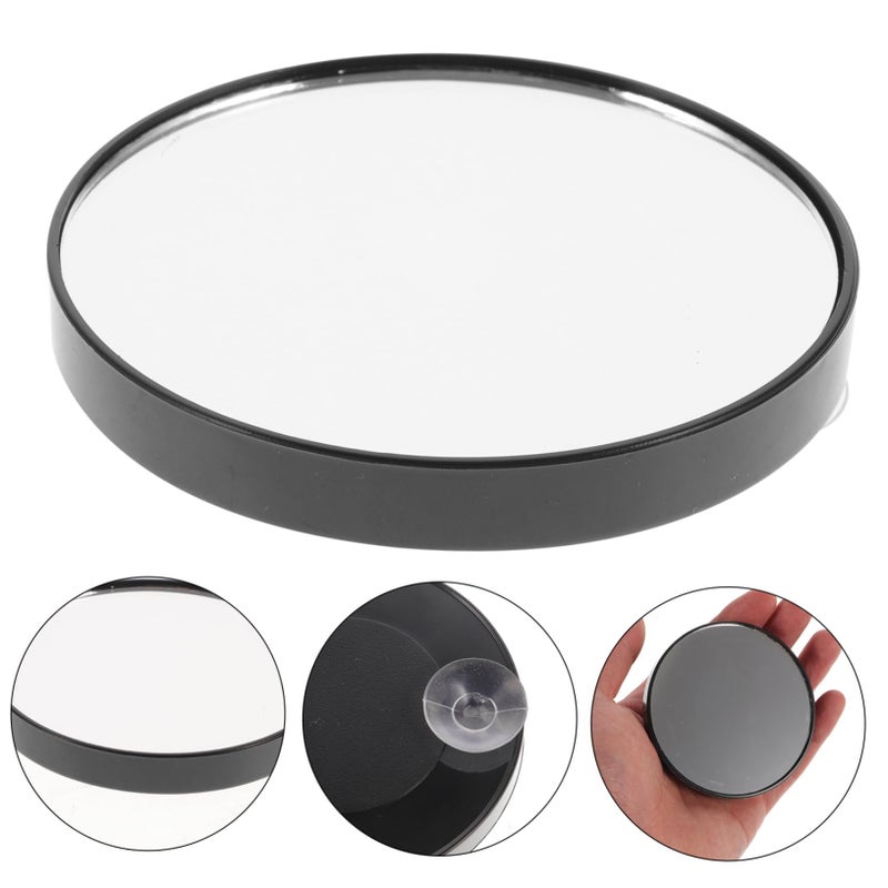 Black Round Suction Cup Compact Pocket Cosmetic Mirror for Travel and Bathroom - Image 3