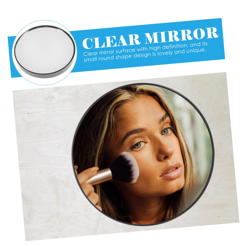 Black Round Suction Cup Compact Pocket Cosmetic Mirror for Travel and Bathroom - Image 4