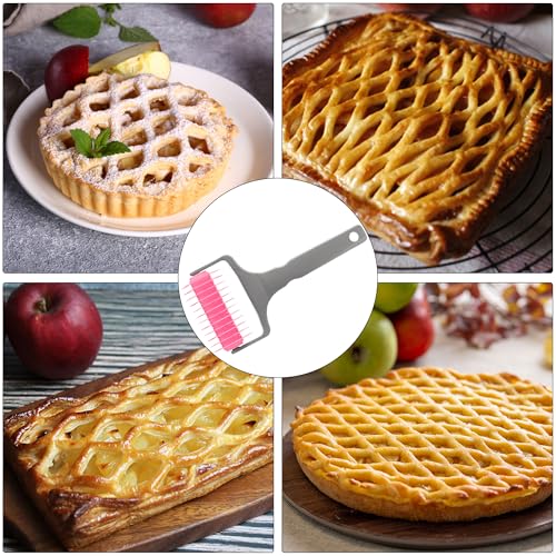 Ginfonr Pastry Lattice Roller Cutter, Pastry Cutter Roller DIY Baking Tool for Dought Cookie Pie, Crust Pastry Wheel for Cutting, Baking & Cooking Tool for Apple Pie Crust or Ravioli Pasta - Image 4