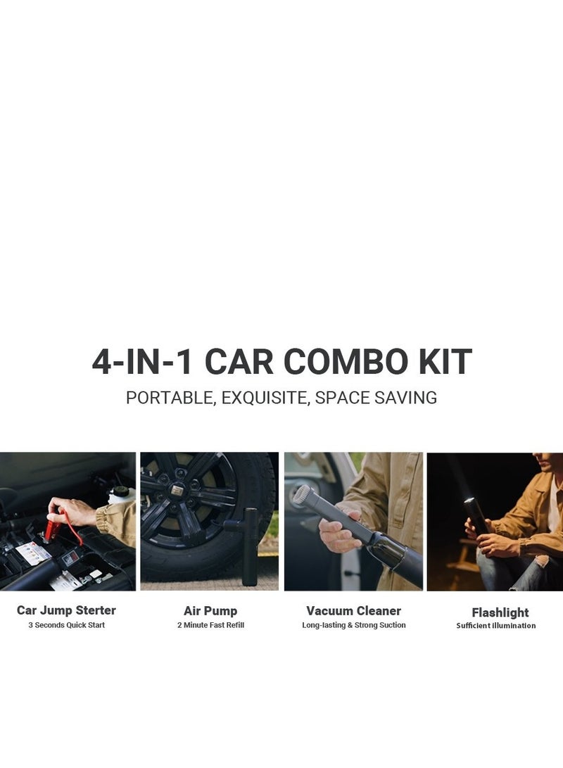 كروني مجموعة أدوات السيارة المحمولة K2 4 في 1 - ضاغط هواء، وجهاز تشغيل السيارة، ومكنسة كهربائية، ومصباح يدوي، ونفخ سريع لإطارات السيارة، وشفط 6000 باسكال، وبطارية 10000 مللي أمبير في الساعة للسفر الآمن وفي حالات الطوارئ - Image 3