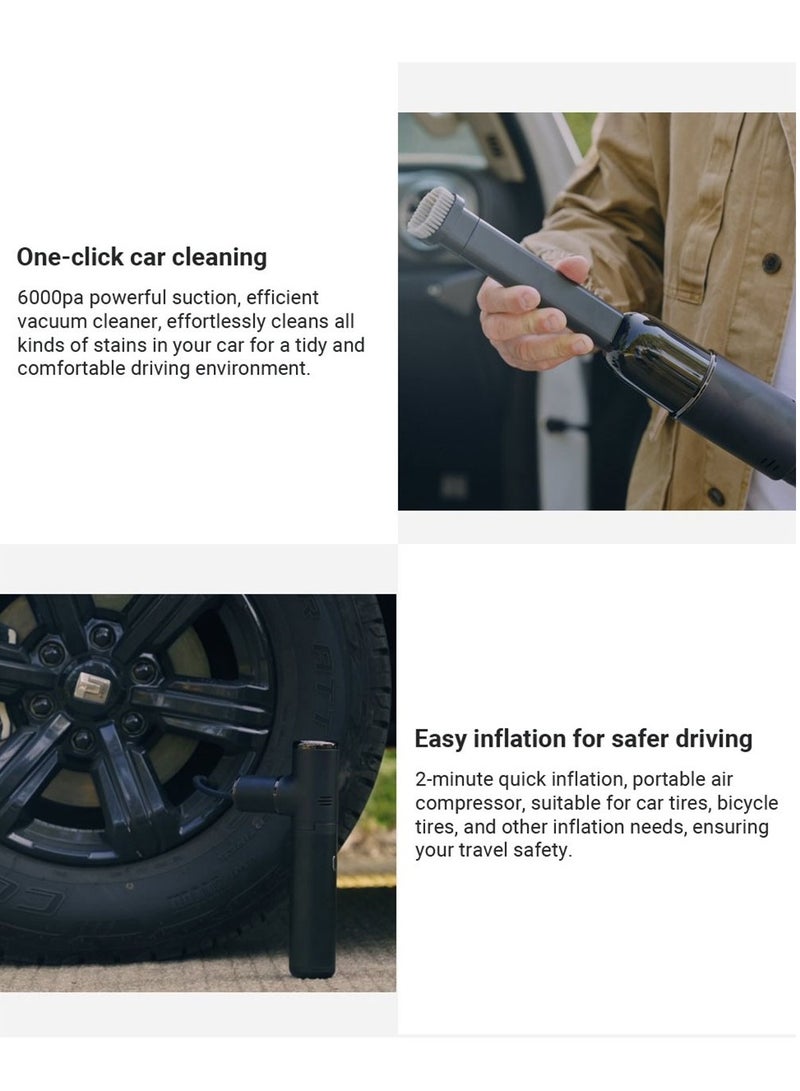 كروني مجموعة أدوات السيارة المحمولة K2 4 في 1 - ضاغط هواء، وجهاز تشغيل السيارة، ومكنسة كهربائية، ومصباح يدوي، ونفخ سريع لإطارات السيارة، وشفط 6000 باسكال، وبطارية 10000 مللي أمبير في الساعة للسفر الآمن وفي حالات الطوارئ - Image 4