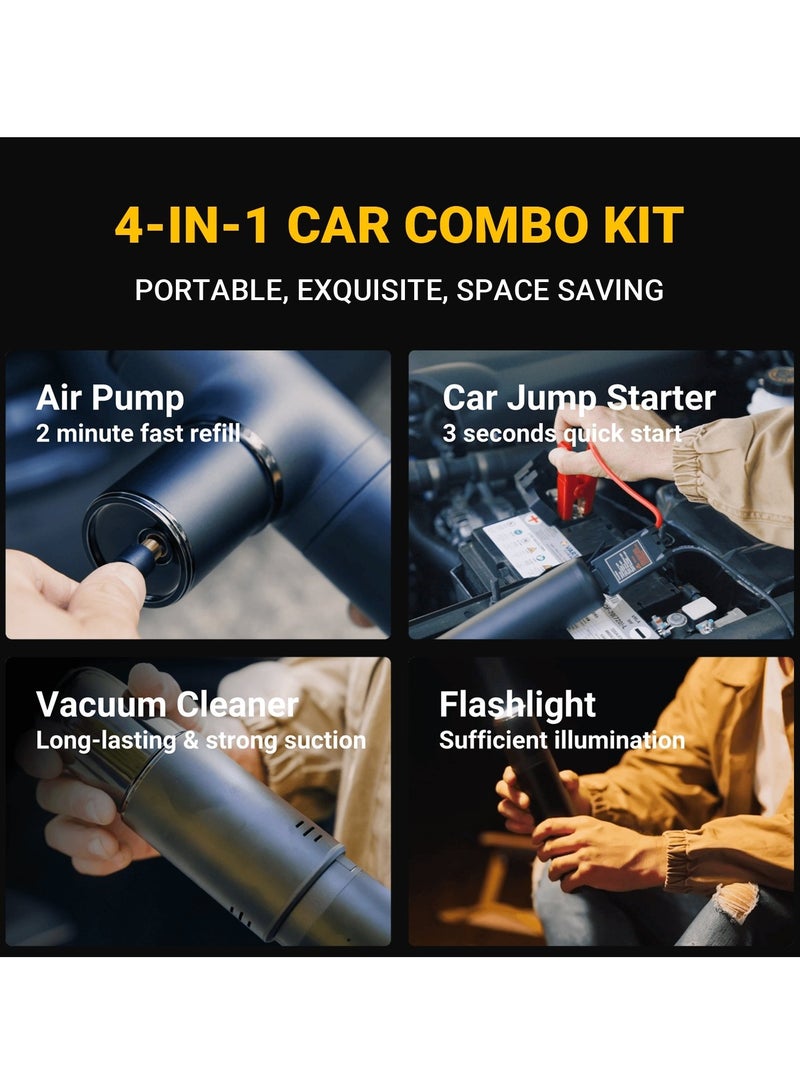 كروني مجموعة أدوات السيارة المحمولة K2 4 في 1 - ضاغط هواء، وجهاز تشغيل السيارة، ومكنسة كهربائية، ومصباح يدوي، ونفخ سريع لإطارات السيارة، وشفط 6000 باسكال، وبطارية 10000 مللي أمبير في الساعة للسفر الآمن وفي حالات الطوارئ - Image 5