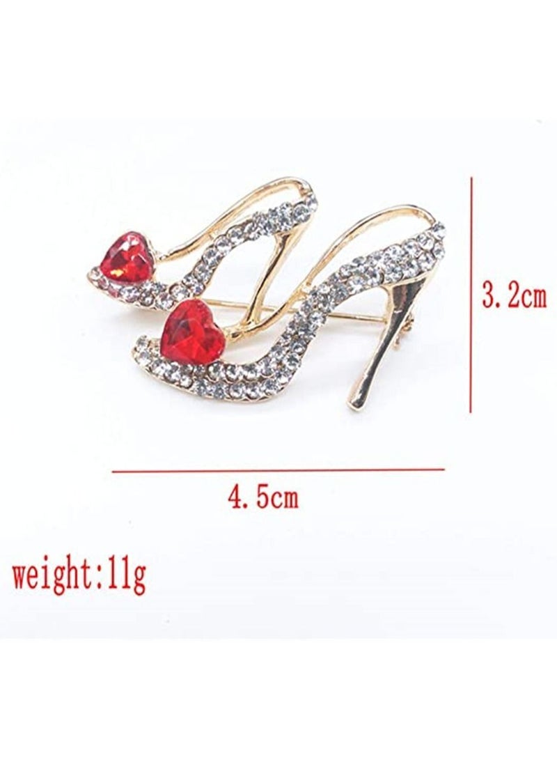 Y&D Ladies Crystal Rhinestone High Heel Princess Shoes Brooches Women Stylish Charm Brooch Pin - Image 3