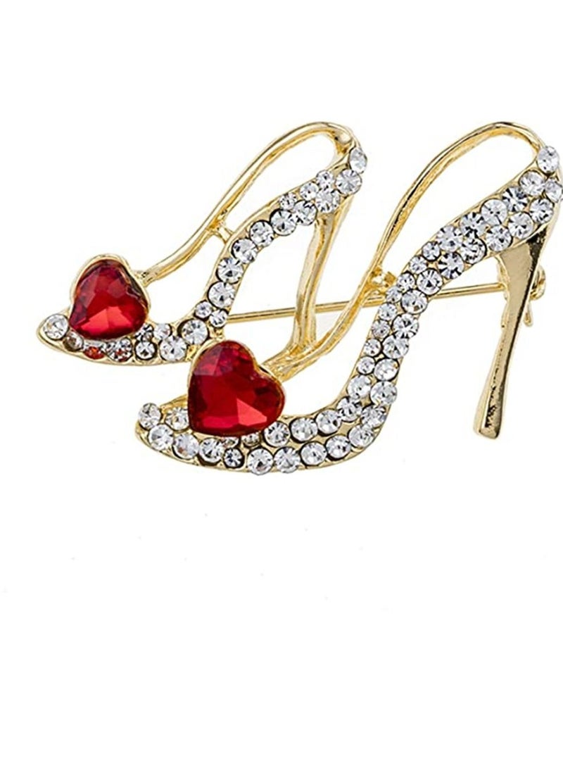 Y&D Ladies Crystal Rhinestone High Heel Princess Shoes Brooches Women Stylish Charm Brooch Pin - Image 1