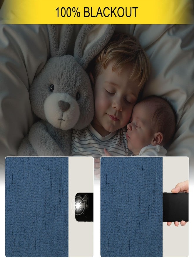 Pitalk Navy Blue Blackout Curtains for Living Room 84 Inch Length 2 Panels Set Back Tab Pocket Faux Linen Window Drapes Thermal Insulated Room Darkening Curtain for Bedroom Boys 52 x 84 Long Dark Blue - Image 4