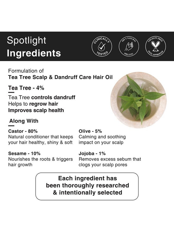 Soulflower Tea Tree Hair Oil | Hair Growth, Scalp Nourishment, Anti Dandruff | Pure, Natural, & Cold Pressed | Tea Tree Essential Oil, Castor, Sesame, Olive & Jojoba Oil | 225Ml - Image 2