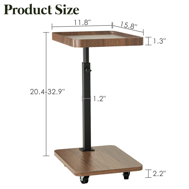 Katrawu TV Tray Table for Eating,Sofa Armrest & 360Â° Swivel &Height Adjustable End Side Table for Couch,Snack Table for Sofa, Bedroom, Living Room, C Shaped End Table(Brown+Black) - Image 3