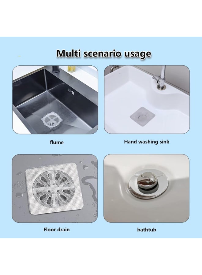 50pcs Disposable Hair Drain Stickers, Bathroom Drain Hair Catcher, Square Shower Drain Hair Catcher Mesh Stickers for Bathroom Laundry Bathtub Kitchen  - Image 5