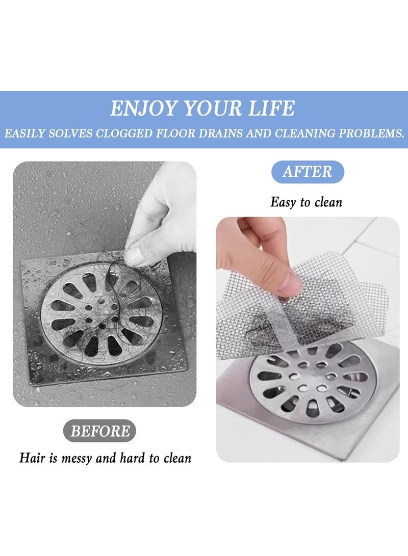 50pcs Disposable Hair Drain Stickers, Bathroom Drain Hair Catcher, Square Shower Drain Hair Catcher Mesh Stickers for Bathroom Laundry Bathtub Kitchen  - Image 3