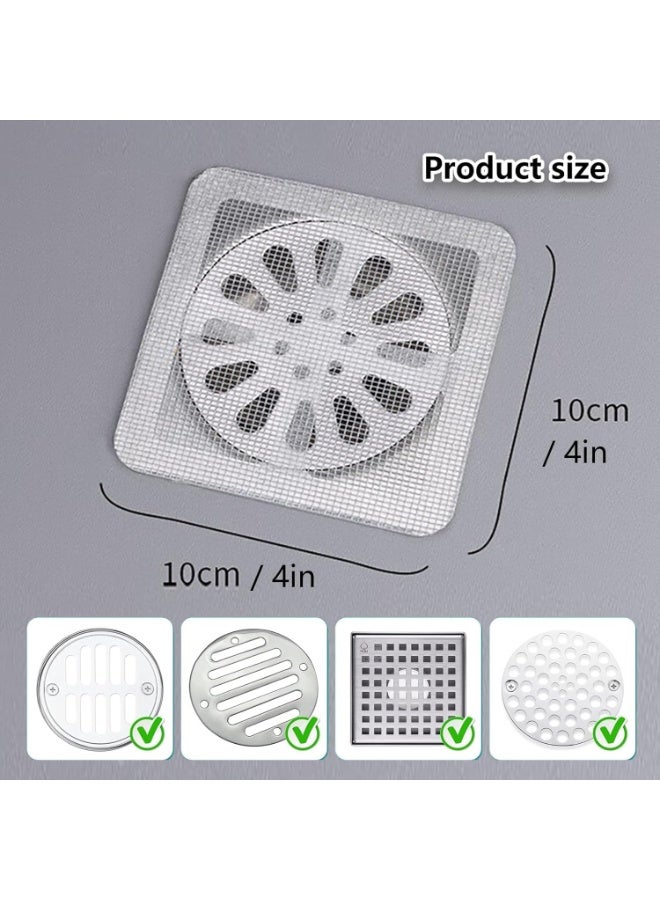 50pcs Disposable Hair Drain Stickers, Bathroom Drain Hair Catcher, Square Shower Drain Hair Catcher Mesh Stickers for Bathroom Laundry Bathtub Kitchen  - Image 2