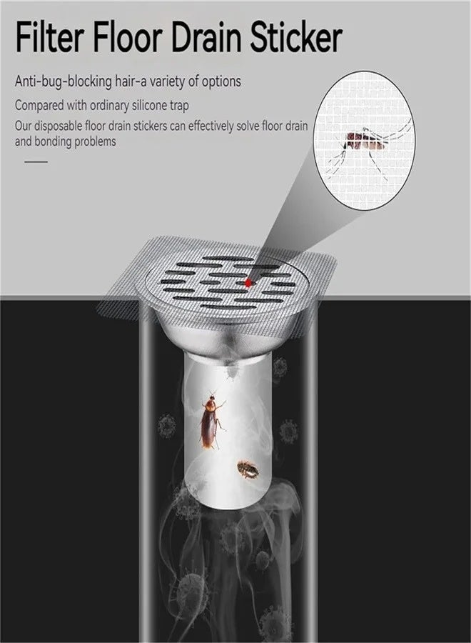 50pcs Disposable Hair Drain Stickers, Bathroom Drain Hair Catcher, Square Shower Drain Hair Catcher Mesh Stickers for Bathroom Laundry Bathtub Kitchen - Image 4