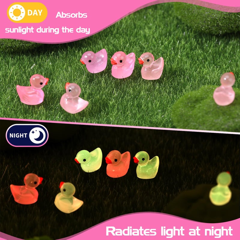 GGSTDDUP 210pcs Valentines Luminous Mini Resin Ducks Pink Tiny Miniature Ducks Figurines Small Little Resin Duck Bulk for Valentine's Day Gift Dollhouse Mini Garden Landscape Decoration - Image 4