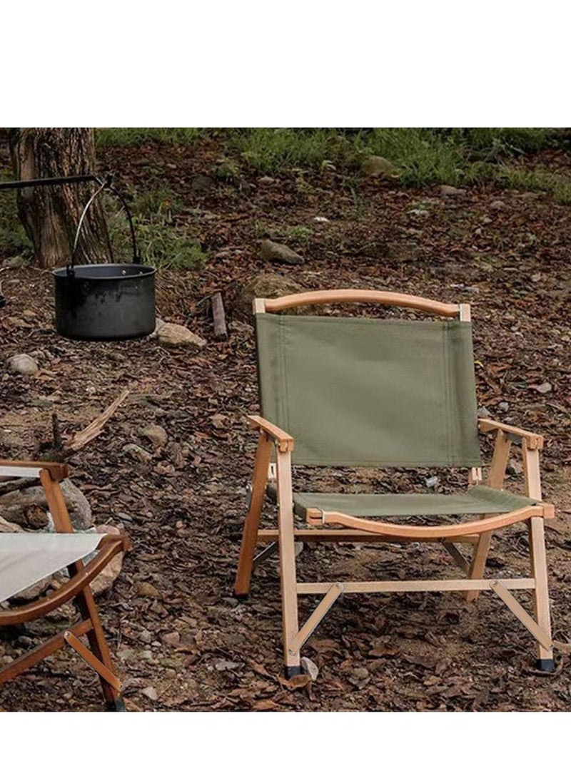 Sharpdo Portable Folding Outdoor Camping Chair With Wood Grain Design Army Green - Image 3
