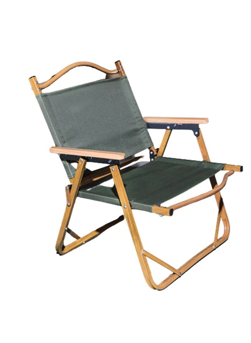 Sharpdo Portable Folding Outdoor Camping Chair With Wood Grain Design Army Green - Image 5