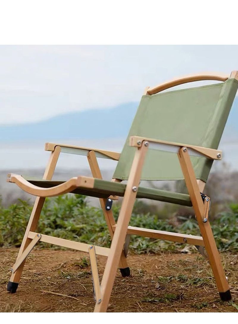 Sharpdo Portable Folding Outdoor Camping Chair With Wood Grain Design Army Green - Image 4