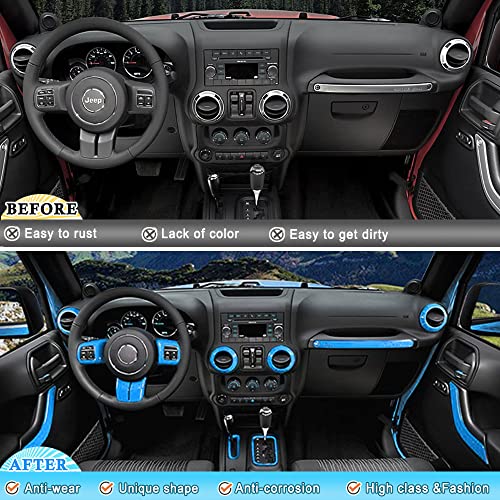 Opall 18PCS Full Set Interior Decoration Trim Kit Steering Wheel & Center Console Air Outlet Trim, Door Handle Cover Inner For Jeep Wrangler 2011-2018 2 Door & 4 Door (Light Bule) - Image 3