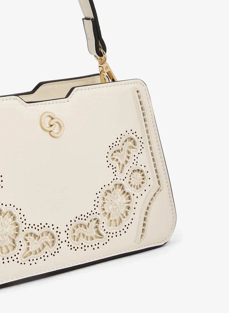 Celeste CREAM Cutwork Shoulder Bag With Detachable Straps for Women | Best Price UAE