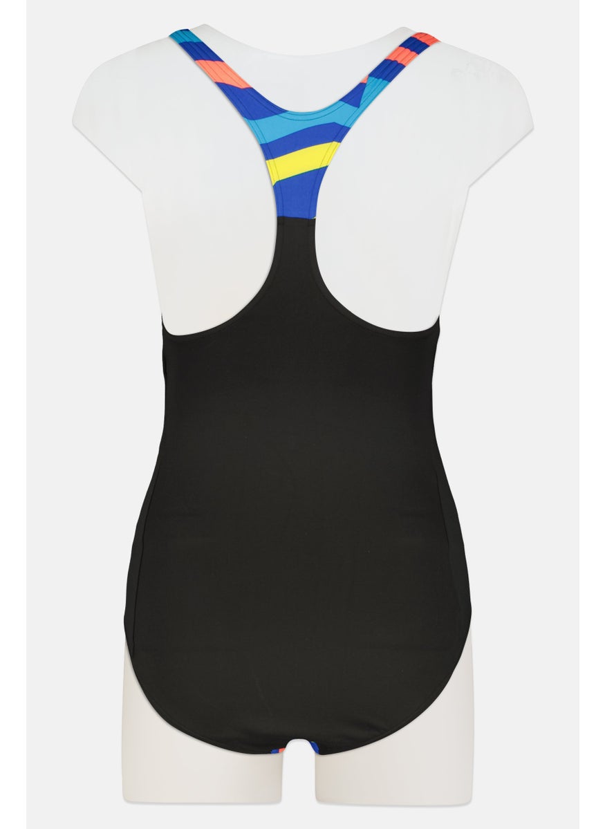 Adidas - Women Allover Print One Piece Swimwear, Black Combo - Image 1