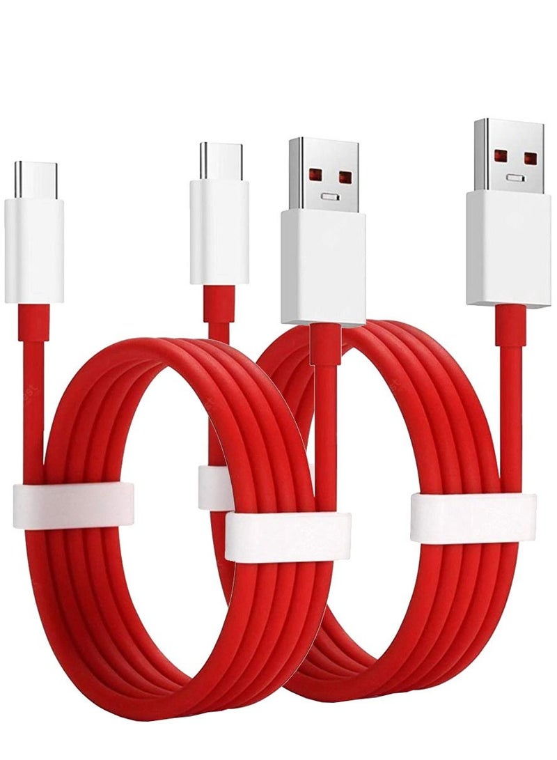 CATANES 2 Pack Of OnePlus Type C Dash Charging USB Data Cable Red - Image 2