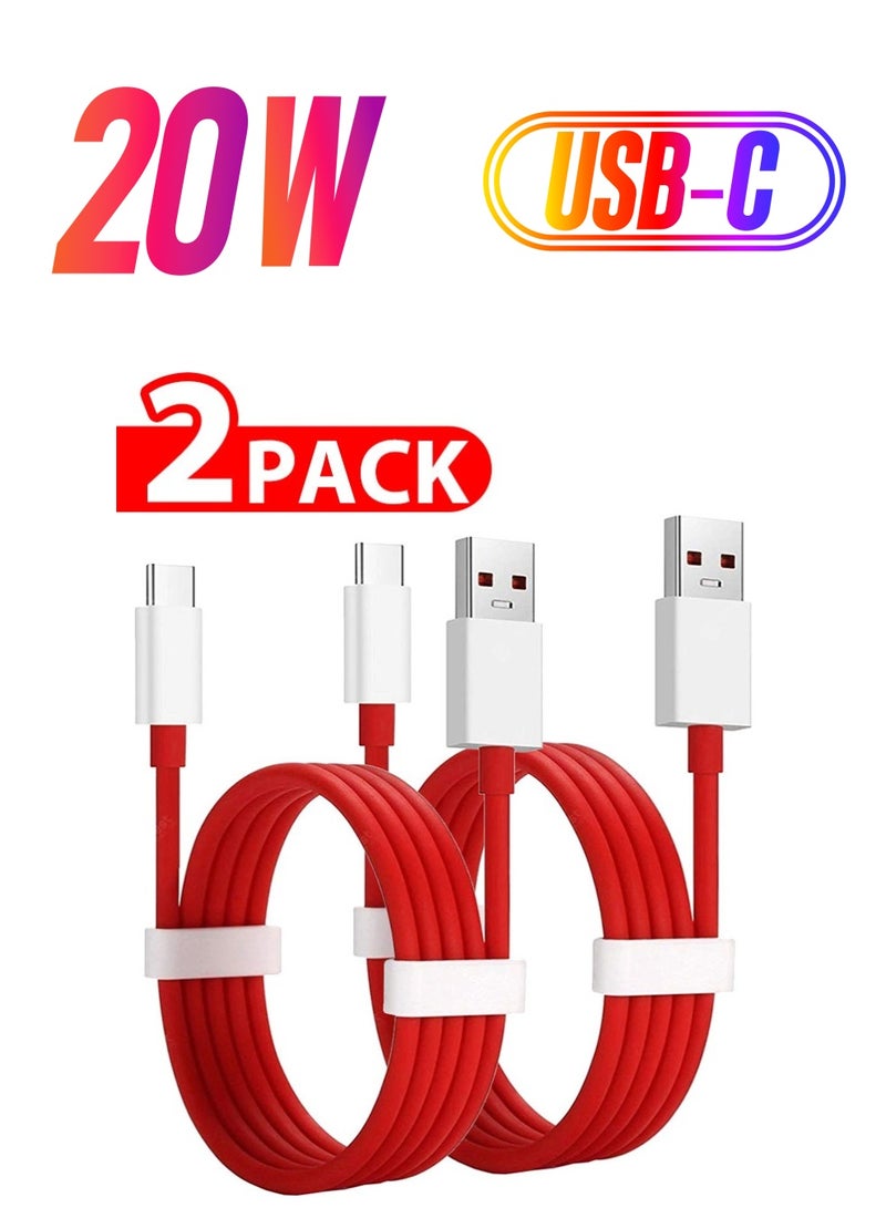 CATANES 2 Pack Of OnePlus Type C Dash Charging USB Data Cable Red - Image 1