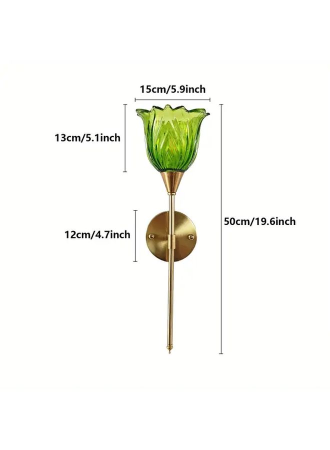 Modern Minimalist Green Glass Floral Wall Lamp Model B for Living Room Bedroom Hallway - Image 3