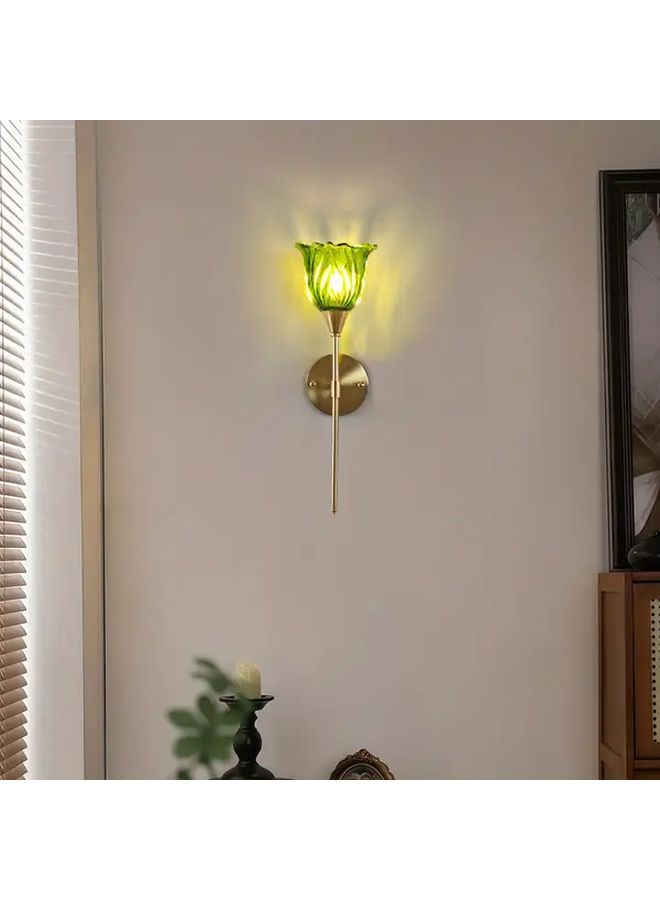 Modern Minimalist Green Glass Floral Wall Lamp Model B for Living Room Bedroom Hallway - Image 2