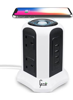 Gzar Gzar Vertical Power Strip Extension Cord - Multi-Plug Tower with Wireless Charger, 6 Outlets, 4 USB Ports, Surge Protection - Fast Charging Home Office Accessory  - Image 1