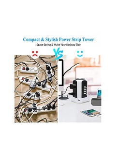 Gzar Gzar Vertical Power Strip Extension Cord - Multi-Plug Tower with Wireless Charger, 6 Outlets, 4 USB Ports, Surge Protection - Fast Charging Home Office Accessory  - Image 5
