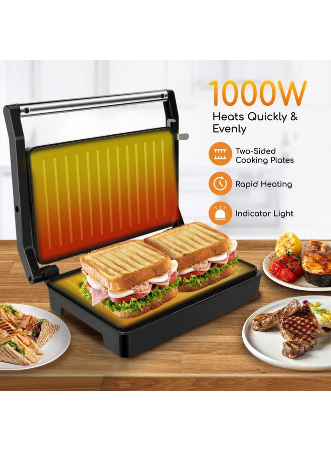 Aigostar Panini Press Sandwich Maker, Aigostar 1000W Sandwich Press Grill with Non-Stick Coated Plates, Indicator Light, Locking Lid, Cool Touch Handle, Panini Maker Panini Press Grill Easy to Storage & Clean - Image 2