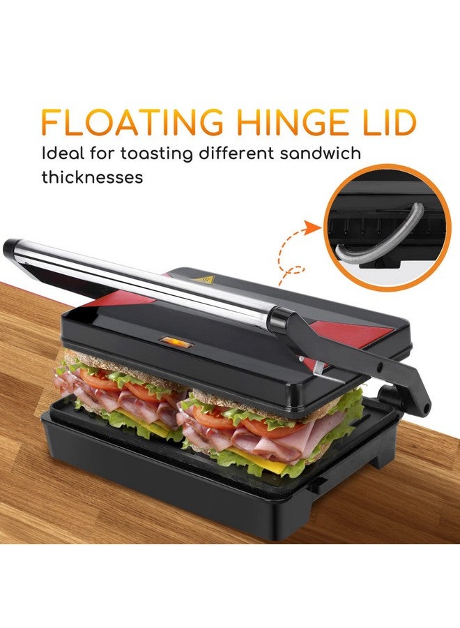 Aigostar Panini Press Sandwich Maker, Aigostar 1000W Sandwich Press Grill with Non-Stick Coated Plates, Indicator Light, Locking Lid, Cool Touch Handle, Panini Maker Panini Press Grill Easy to Storage & Clean - Image 4