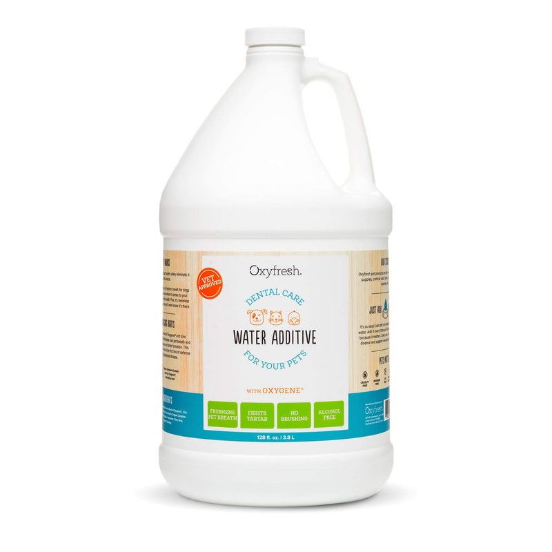 Oxyfresh Premium Pet Dental Care Solution Pet Water Additive: Best Way to Eliminate Bad Dog Breath and Cat Bad Breath - Fights Tartar & Plaque - So Easy, Just Add to Water! Vet Recommended 128 oz. - Image 1