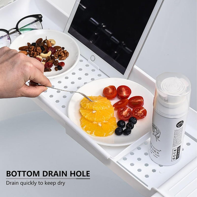 Tearom Bath Tub Tray - Stretchable, Strong Load-Bearing, Plastic, Anti-Slip Design - Ultimate Bathtub Caddy Tray (White) - Image 5