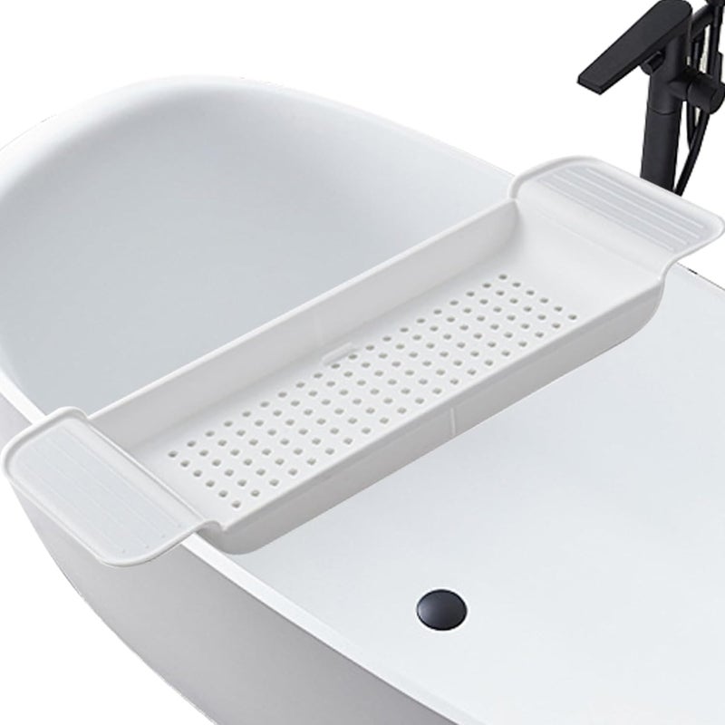 Tearom Bath Tub Tray - Stretchable, Strong Load-Bearing, Plastic, Anti-Slip Design - Ultimate Bathtub Caddy Tray (White) - Image 1