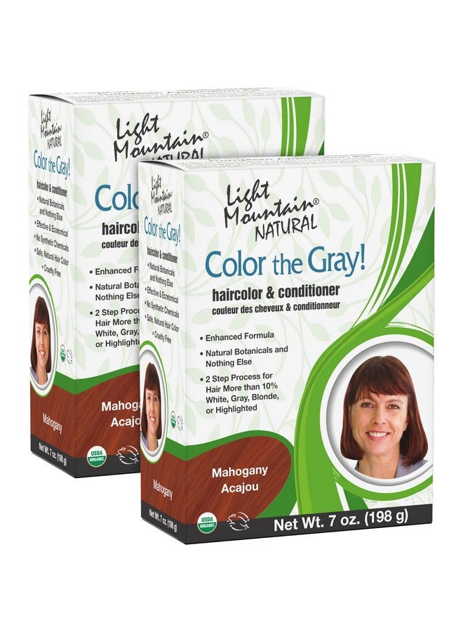 Light Mountain Henna Hair Color & Conditioner Color The Gray Mahogany Hair Dye For Men/Women 2Step Chemicalfree Semipermanent Hair Color For White Gray And Blonde Hair 7 Oz (Pack Of 2) - Image 1