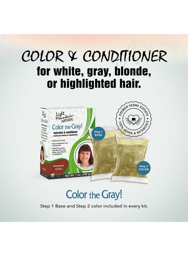 Light Mountain Henna Hair Color & Conditioner Color The Gray Mahogany Hair Dye For Men/Women 2Step Chemicalfree Semipermanent Hair Color For White Gray And Blonde Hair 7 Oz (Pack Of 2) - Image 3
