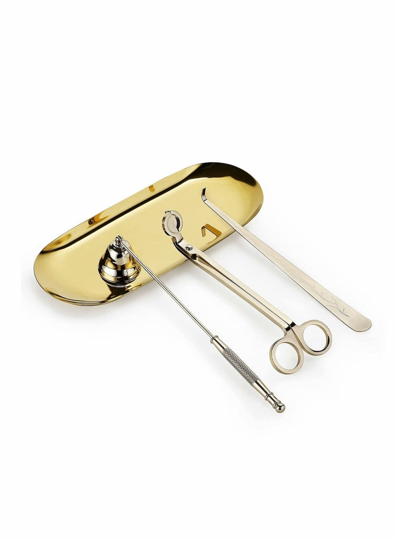 Captaintech Candle Snuffer, Candle Wick Trimmer Wick Dipper with Tray 4 in 1 Candle Accessory Set Candle Care Kit Gift for Candle Lovers - Image 1