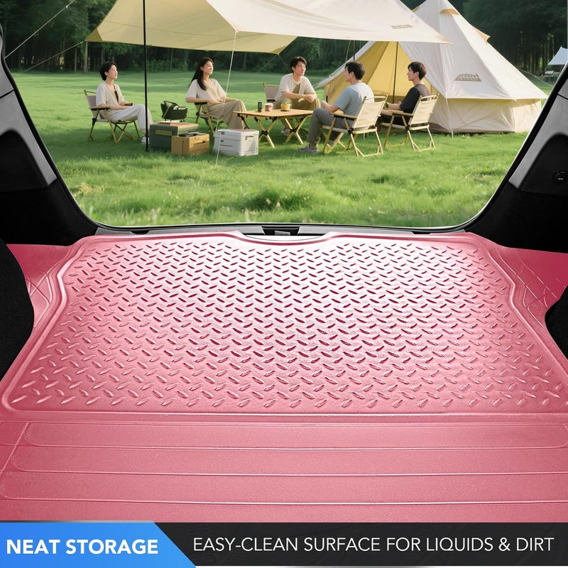 PIC AUTO Heavy Duty Rubber Trunk Cargo Liner Floor Mats, Trimmable to Fit for Car, SUV, Van, and Trucks – All-Weather Protection, Anti-Slip Backing, Easy to Clean, Durable and Long-Lasting(Large,Pink) - Image 2
