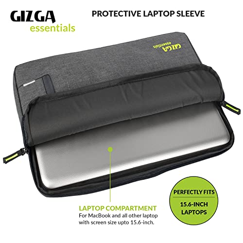 GIZGA ESSENTIALS laptopss Bag Sleeve Case Cover Pouch for 15.6 Inch laptopsss for Men & Women, Padded laptops Compartment, Accessories Pouch, Premium Zipper Closure, Water Repellent Nylon Fabric, Grey - Image 2