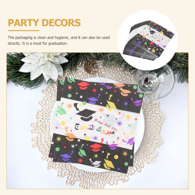 40Pcs Printed Graduation Pattern Napkins Graduation Party Napkins Practical Party Tissues - Image 4