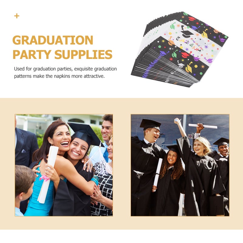 40Pcs Printed Graduation Pattern Napkins Graduation Party Napkins Practical Party Tissues - Image 3