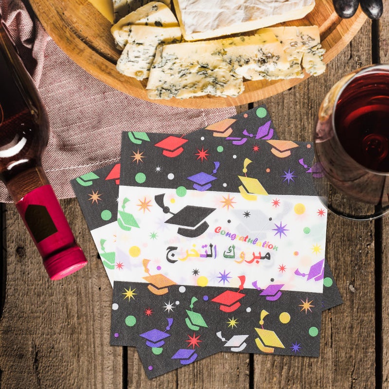 40Pcs Printed Graduation Pattern Napkins Graduation Party Napkins Practical Party Tissues - Image 1