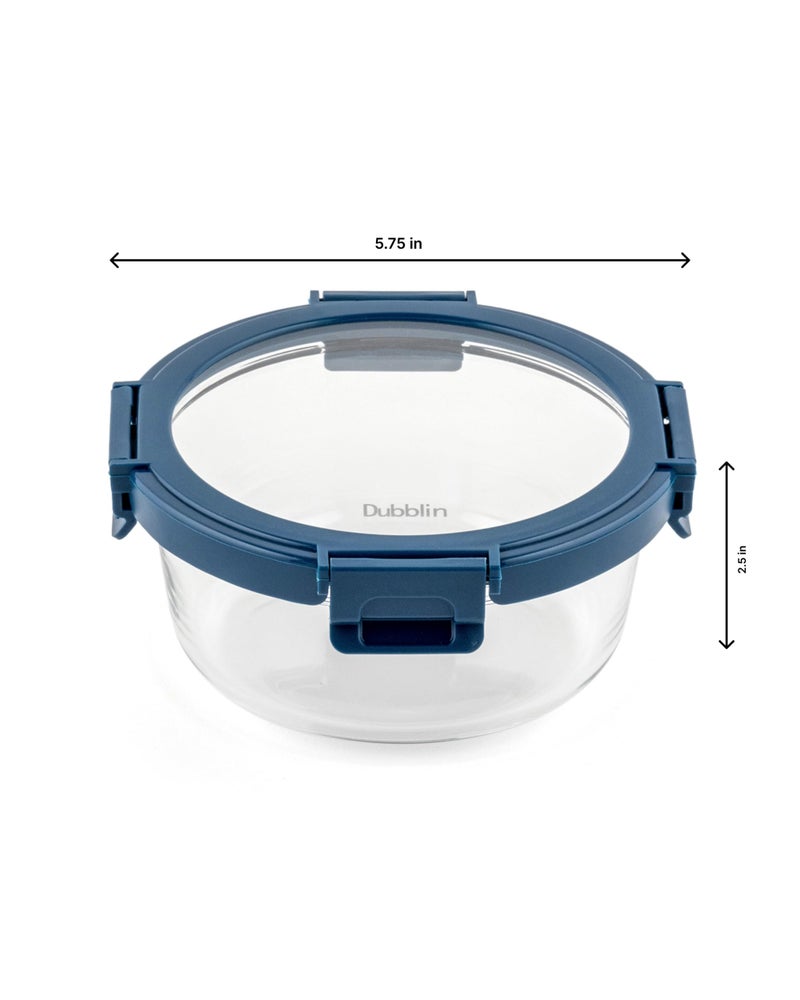 DUBBLIN Keep In Glass Borosilicate Glass Container 640ml - Round, Clear | Oven, Freezer & Microwave Safe Storage Solution (1 Piece) - Image 4